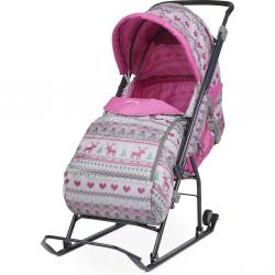 Санки-коляска Умка 3 (розовый) - фото