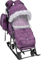 Санки-коляска комбинированная "Ника детям 7-5SK", НД7-5SK/ЕЖ, ежевичная - фото