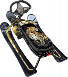 Снегокат Ника-кросс СНК/Л2 с леопардом, золотистый каркас - фото