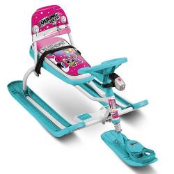 Снегокат YOUNG RACER со спинкой фонарик ТС4-1/ВР2  бирюзовый - фото