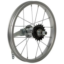 Колесо 14" заднее(без резины), одинарный алюм.обод 16 отв, втулка сталь DACHAN, гайка - фото