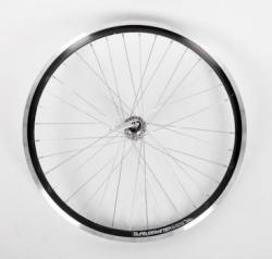 Колесо 26" заднее(без резины), двойной алюм.обод 36 отв, втулка сталь V-brake под трещотку 7 скорост - фото