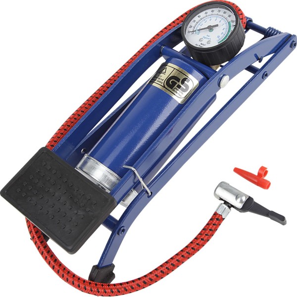 Насос ножной с манометром BOX 55x120, сталь, авто/вело ниппель