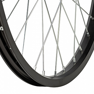 Колесо 20" переднее, одинарный алюм.обод 32H, стал. втулка с насып. полшип., эксц. - фото