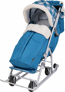 Санки-коляска комбинированная "Ника детям 7-5Н", НД7-5Н/К, капри в клетку - фото