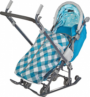 Санки-коляска комбинированная "Ника детям 7-4", НД7-4/4, капри в клетку - фото