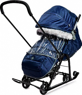 Санки-коляска комбинированная "Ника детям 7-5SK", НД7-5SK/ТС, темно-синяя - фото