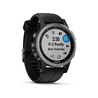 Часы GARMIN Fenix 5S Plus (Silver/Black Band) - фото