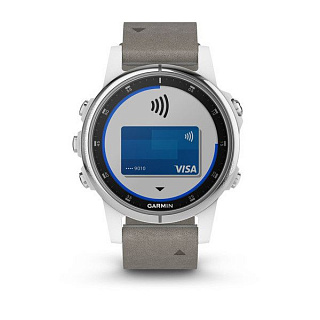 Часы GARMIN Fenix 5S Plus Sapphire (White/Suede Band) - фото