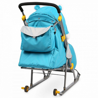 Санки-коляска НД6 /Ника/, чехол д/ног, колесо, перекид. ручка, муфта, сумка - фото